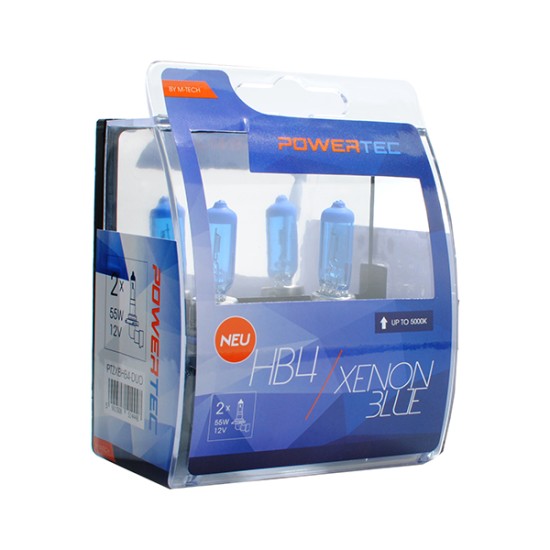 HB4 12V 55W P22d 5.000K POWERTEC XENON BLUE 2ΤΕΜ. M-TECH 4800K έως 6500K
