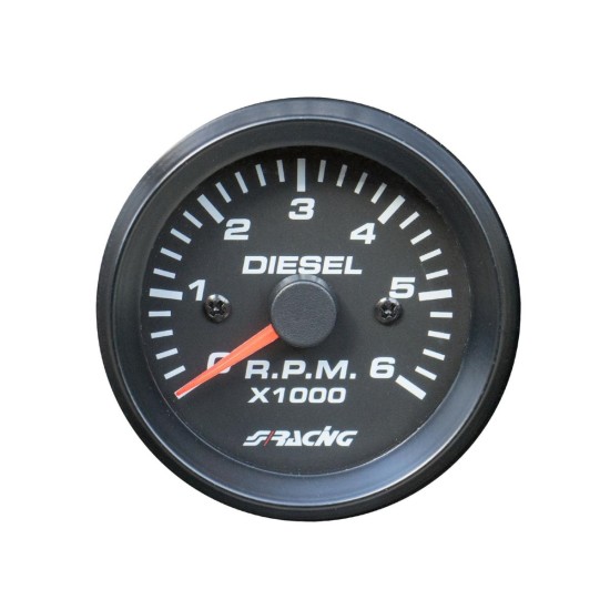 ΣΤΡΟΦΟΜΕΤΡΟ ΜΑΥΡΟ ΓΙΑ DIESEL 0-6000RPM ΠΟΡΤΟΚΑΛΙ ΦΩΣ Στροφόμετρα