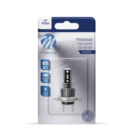 H7 12V PX26d 6xSMD1616 LED 6.000K 280lm PREMIUM FOG LED  M-TECH - 1 ΤΕΜ. Λάμπες