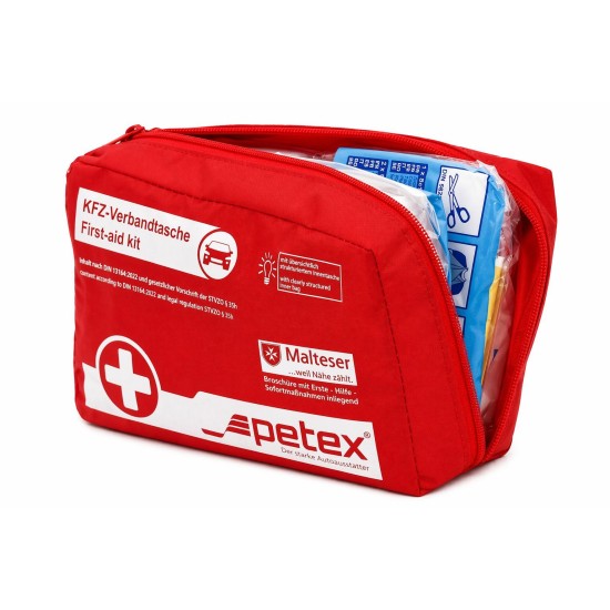 Σετ Φαρμακείου Αυτοκινήτου Petex DIN 13164 – Κόκκινο Φαρμακεία Τρίγωνα Διάσωση